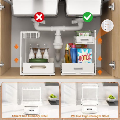 Under Sink Organizer, 2 Tier Slide Out Kitchen Cabinet Organizers - Image 4