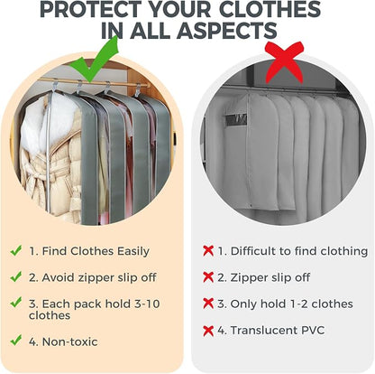 6 Pcs 60" Garment Bags for Hanging Clothes, Garment Bags Shoulder Covers - Image 6