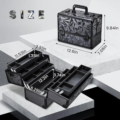 FRENESSA Makeup Case Extra Large Makeup Train Case 12.6 Inch Makeup Box - Image 5