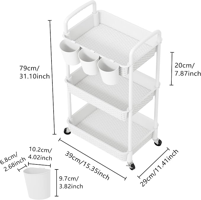 MOYIPIN 3-Tier Plastic Rolling Utility Cart - Image 2