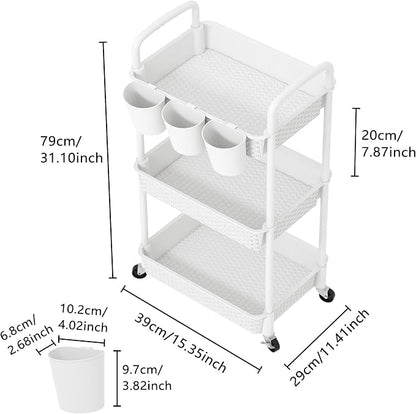 MOYIPIN 3-Tier Plastic Rolling Utility Cart - Image 2