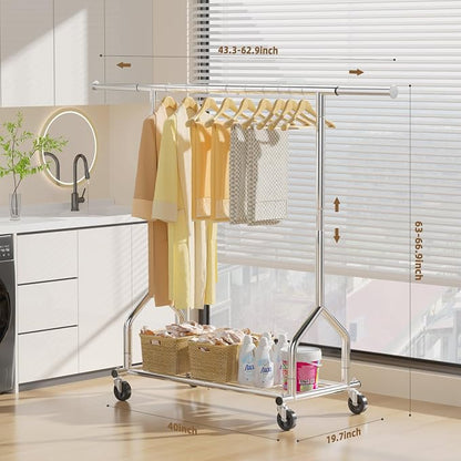 EAGMAK Heavy Duty Clothes Rack Load 424 LBS, Rolling Clothing Rack - Image 3