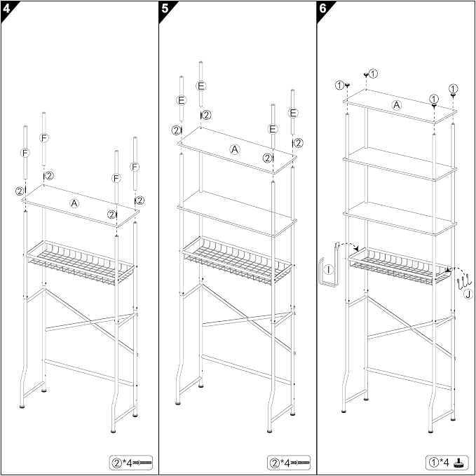 Mlinavn Over-The-Toilet Storage Rack, 4-Tier Bathroom Organizer Shelf Over - Image 8