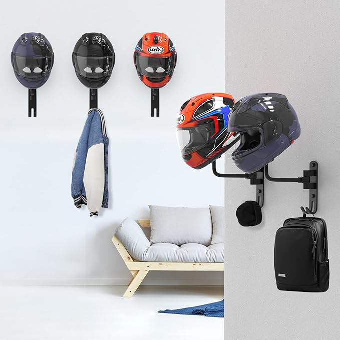 Helmet Hanger Wall Mount 180° Swivel Helmet Holder - Image 6