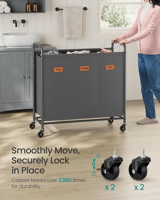 SONGMICS 3-Section Laundry Sorter, Laundry Hamper - Image 4