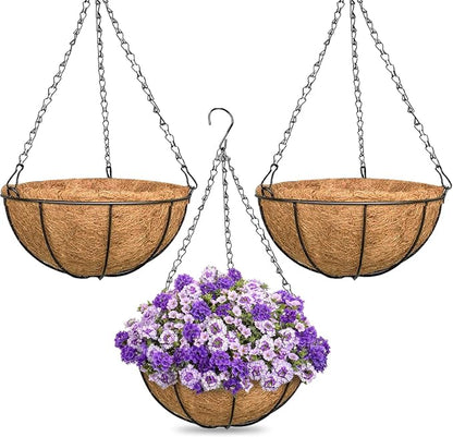 3 Pack 16 Inch Large Hanging Baskets by ZeeDix