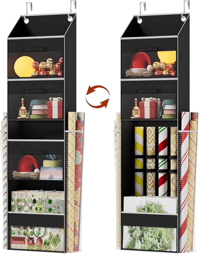 Black Over Door Wrapping Paper Organizer Storage by Ofiray-home