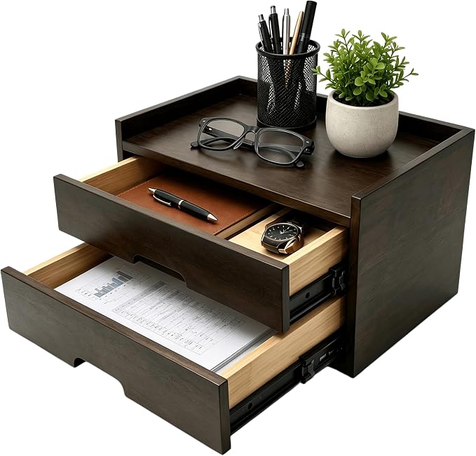 Solid Wood Desk Organizer with Drawers, Wooden Desktop Drawers | Fully by Unknown