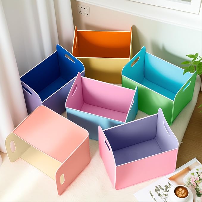 6 Pcs 14x10 Inch Colorful Felt Rectangular Storage Bins Collapsible Storage - Image 5