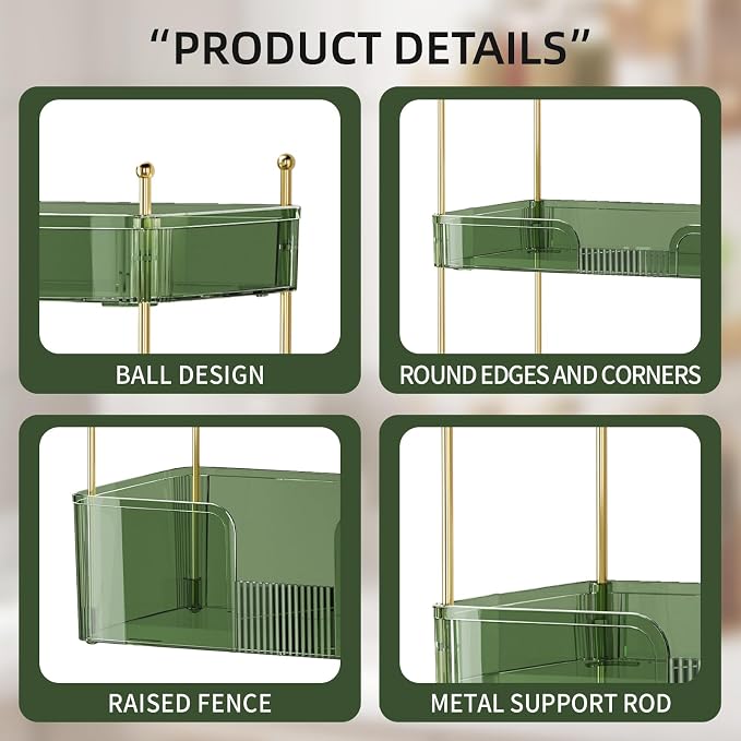 Akinbas 3 Tier Bathroom Organizer Countertop Makeup Perfume Tray Skincare - Image 4