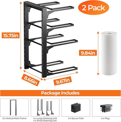 MUDEELA 2 Pack Pots and Pans Organizer under Cabinet, 4-Tier Heavy Duty Pan - Image 7