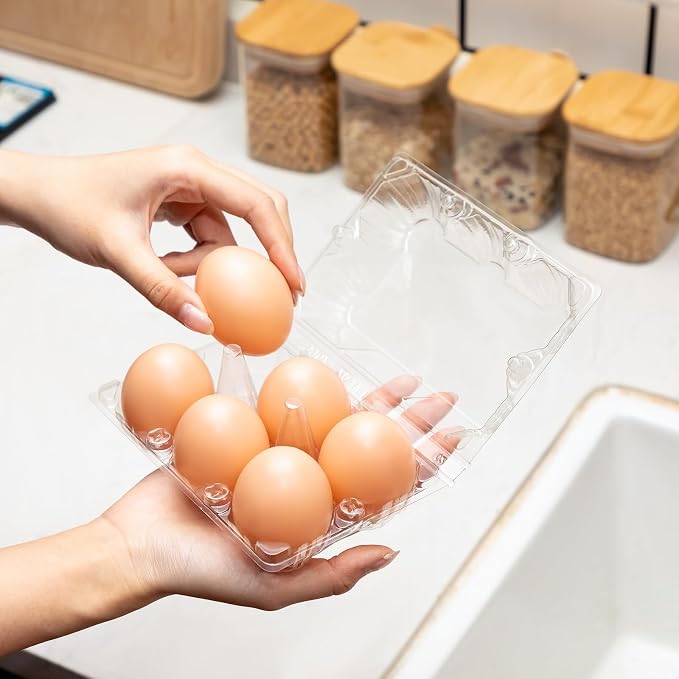 Zubebe 200 Pieces Clear Egg Cartons Plastic Egg Cartons Bulk Empty Chicken Egg - Image 2