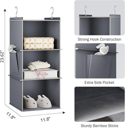 YOUDENOVA Hanging Closet Organizer, 3-Shelf Closet Hanging Storage Shelves - Image 5