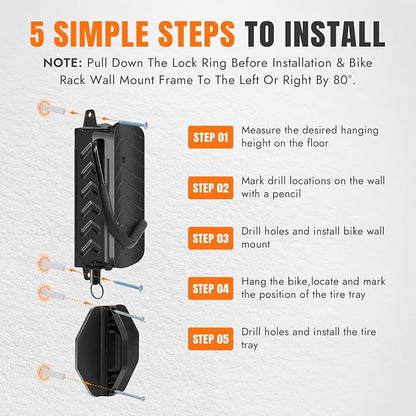 INNO STAGE 1-Pack Swivel Bike Wall Mount Rack, Heavy Duty Bike Rack, Garage - Image 8