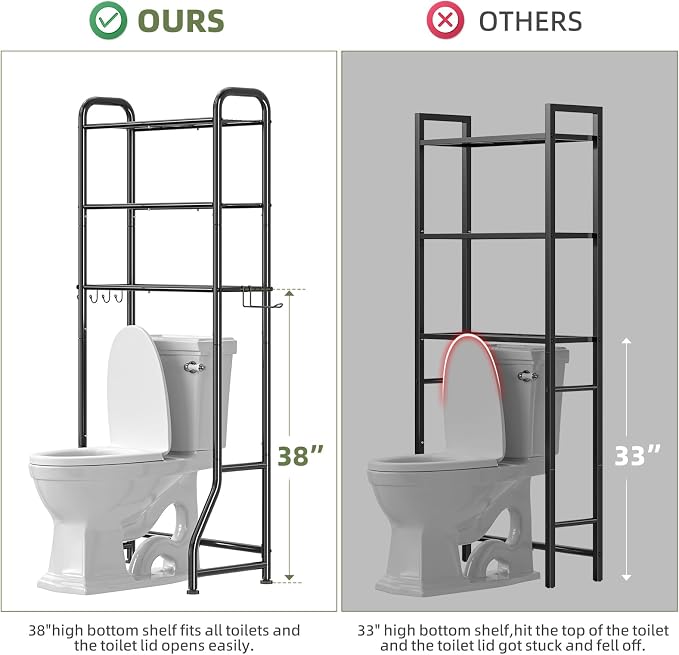 Simple Trending Over The Toilet Storage Rack, Metal 3 Tier Bathroom Organizer - Image 2