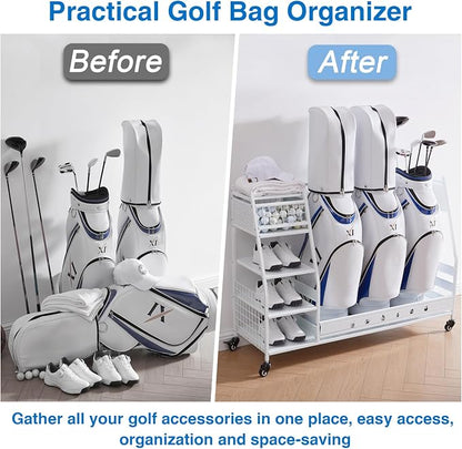 Lauren&Harold Golf Bag Organizer Garage Storage, Golf Storage Rack Stand Fits 2 - Image 7