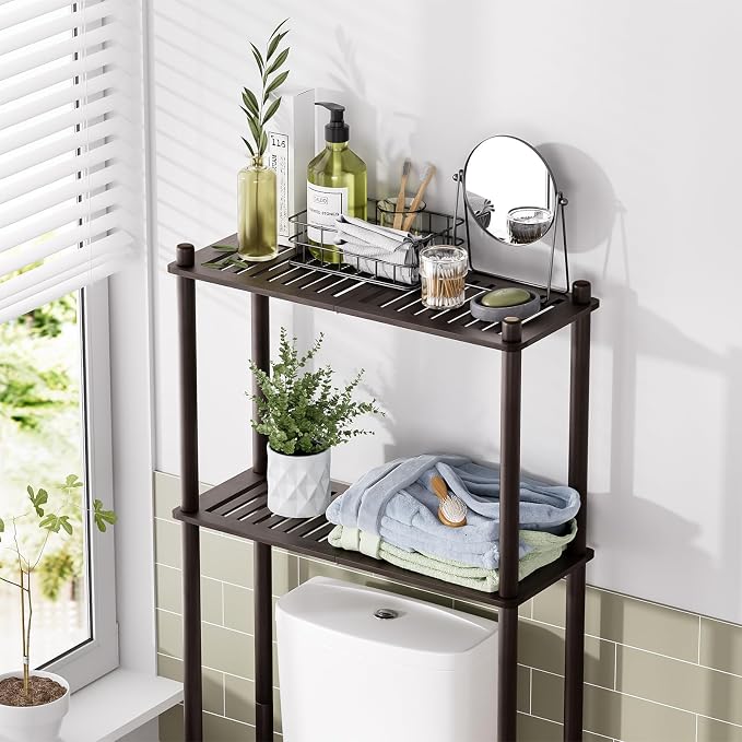 AmazerBath Bamboo Over The Toilet Storage Shelf, 2-Tier Over Toilet Bathroom - Image 3