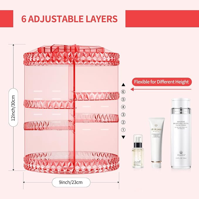 360 Rotating Makeup Organizer, DIY Adjustable Cosmetics Organizer, Professional - Image 2