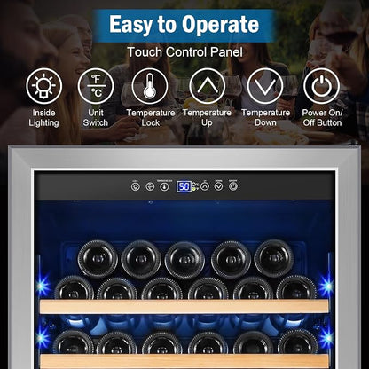 Wine Fridge 24 Inch, 190 Bottles Freestanding or Built-in Wine Cooler - Image 5