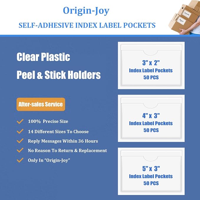 Origin-Joy 50 PCS Self-Adhesive Index Label Pockets - Image 7