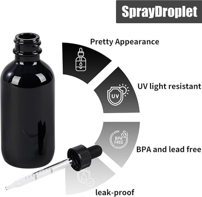 12 Pcs, 2oz Glass Dropper Bottle, Leakproof Tincture Bottles - Image 3