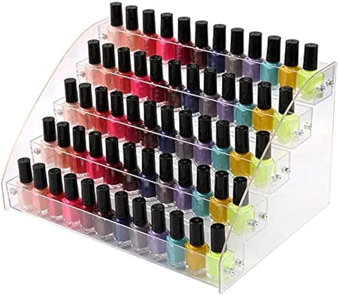 5 Tiers Acrylic Clear Plastic Nail Polishes Organizer Lipstick Holder Display by Wadrac