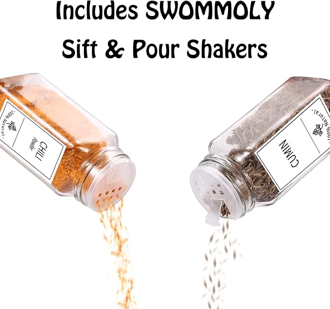 SWOMMOLY 48 Glass Spice Jars - Image 4