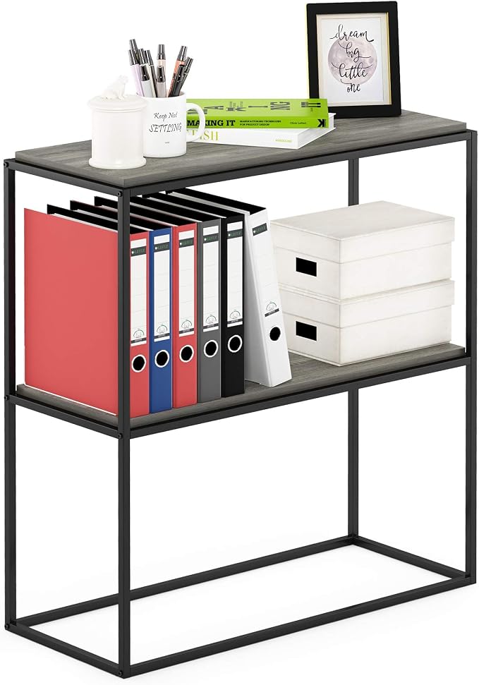 Furinno Moretti Modern Wide Stackable Metal Shelf, French Oak Grey by Furinno-FitsYourSpaceFitsYourBudget