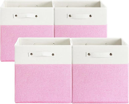 FinishingBo 13x13x13 Storage Cube Bins 4 Pack, Cube Shelf Baskets | Foldable by SimplifySpaceSimplifyLife