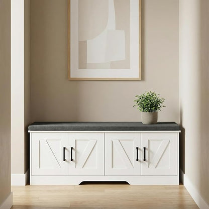 HOMSHO Farmhouse Shoe Storage Bench - Image 4