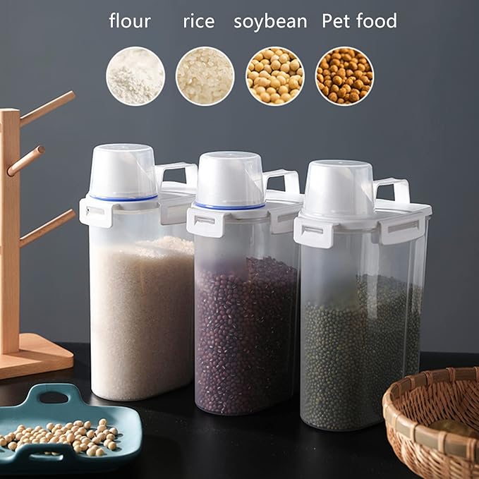 2 Pcs 5.5 LB Rice Storage Container, Airtight Cereal Flour Dispenser - Image 7