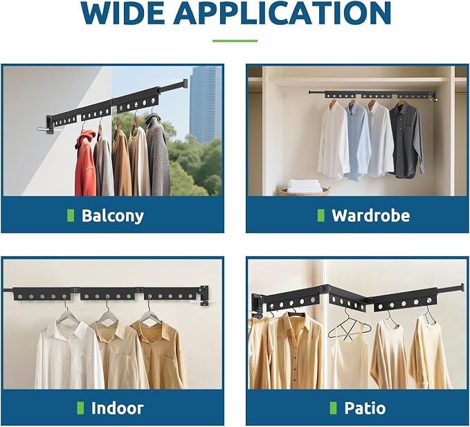 Clothes Drying Rack Wall Mounted, Space Saving Wall Mounted Clothes Drying Rack - Image 6