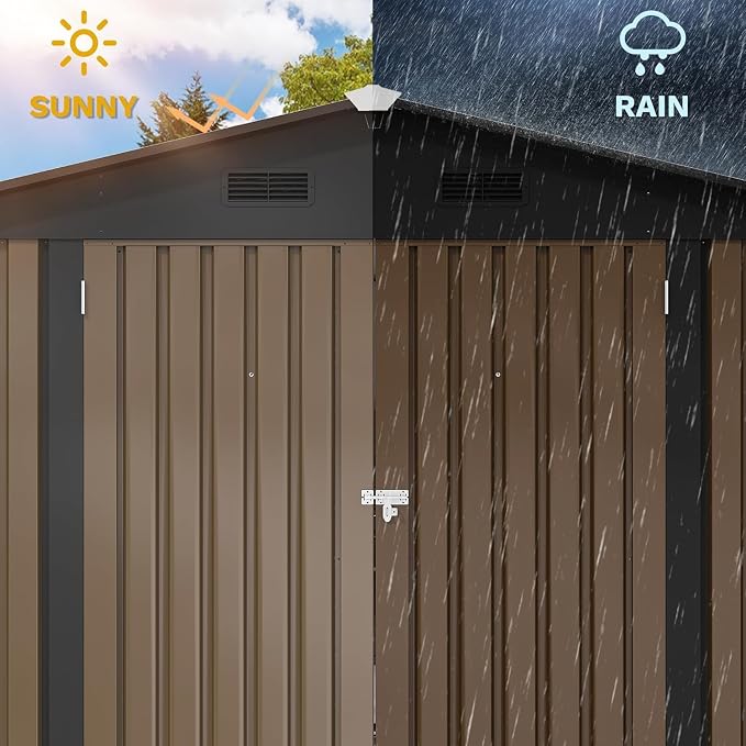 DWVO 10x8ft Outdoor Storage Shed, Large Metal Tool Sheds, Heavy Duty Storage - Image 5