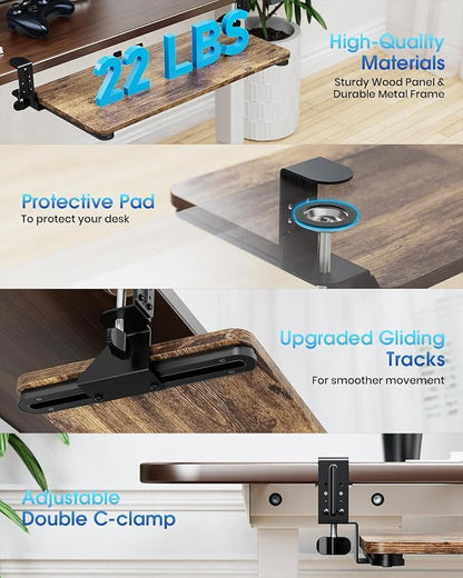Large Keyboard Tray Under Desk, Pull Out Keyboard & Mouse Tray - Image 2