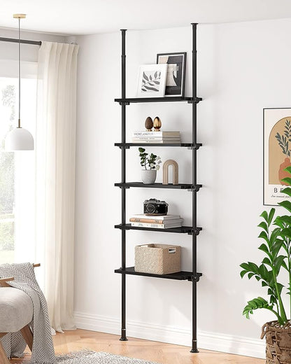 ALLZONE 5 Tiers Narrow Bookshelf, Tall Adjustable Ladder Book Shelf by ALLZONE