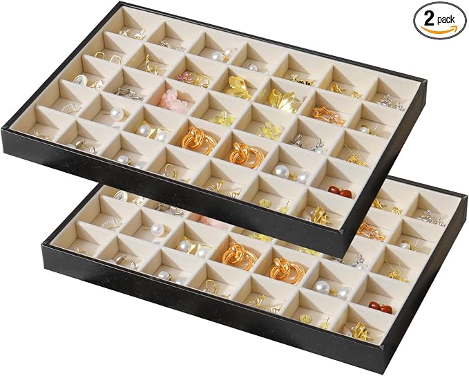 Large Jewelry Organizer Tray 2 Pack, Stackable Jewelry Storage Holder by Unknown