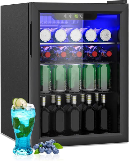 Compact Beverage Refrigerator, 95 Can/2.6 Cubic Feet Fridge by Erivess