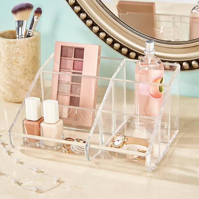 STORi Clear Plastic Vanity Makeup Organizer | 6-Compartment Holder - Image 3