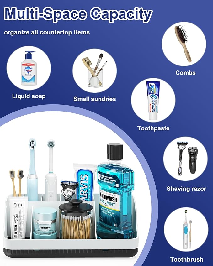 Bathroom Counter Organizer and Storage, 7 Slots Detachable Toothbrush Holders - Image 6