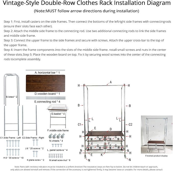 Rolling Clothing Garment Rack for Hanging Clothes–Portable Indoor Wardrobe - Image 9