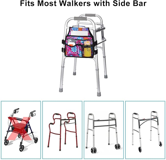 supregear Side Walker Bag, Walker Accessories Bag w/Cup Holder, Folding Walker - Image 6