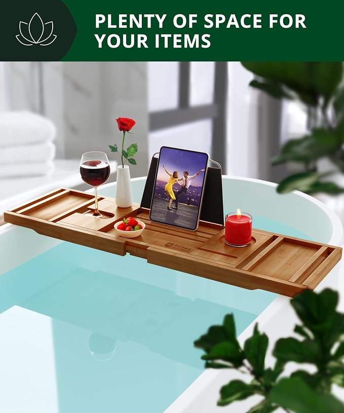 ROYAL CRAFT WOOD Premium Foldable Bathtub Tray Caddy - Image 6
