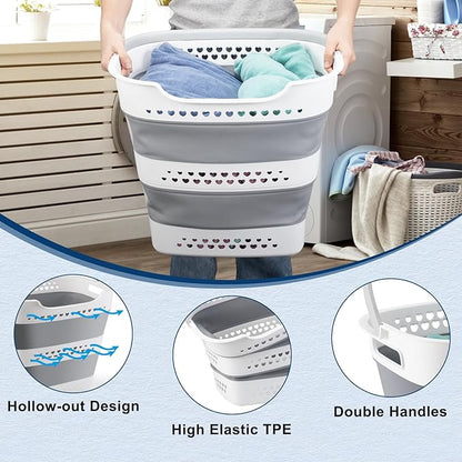 Collapsible Laundry Basket Plastic 42L Foldable Clothes Hamper - Image 4