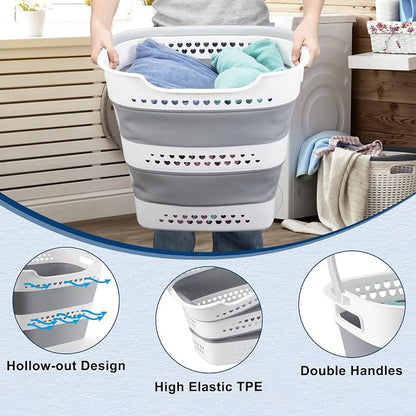 Collapsible Laundry Basket 42L Foldable Pop-Up Laundry Hamper Saving Dirty - Image 4