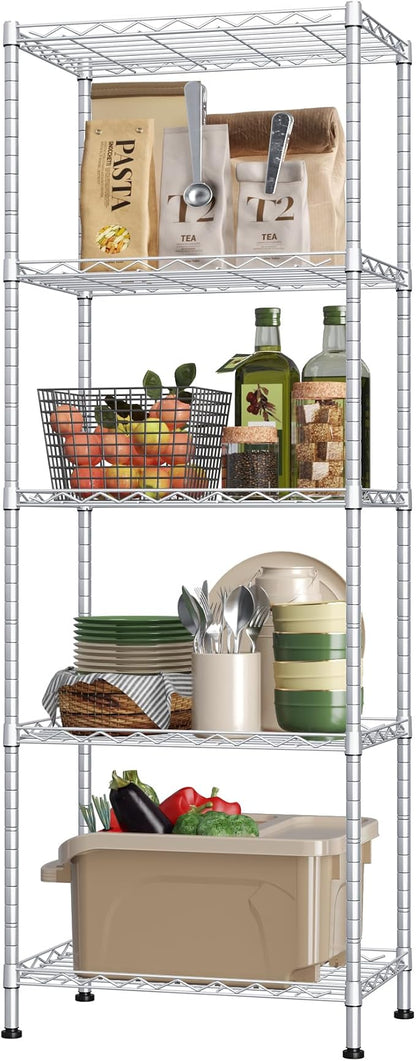 HOMEFORT 5-Shelving Unit, Adjustable Wire Shelving, Metal Wire Shelf Rack by HOMEFORT