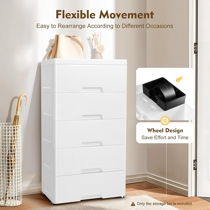 Plastic Drawers Dresser Storage Cabinet 5 Drawer Stackable Vertical Clothes - Image 3