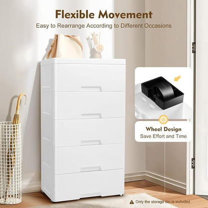 Plastic Drawers Dresser Storage Cabinet 5 Drawer Stackable Vertical Clothes - Image 3