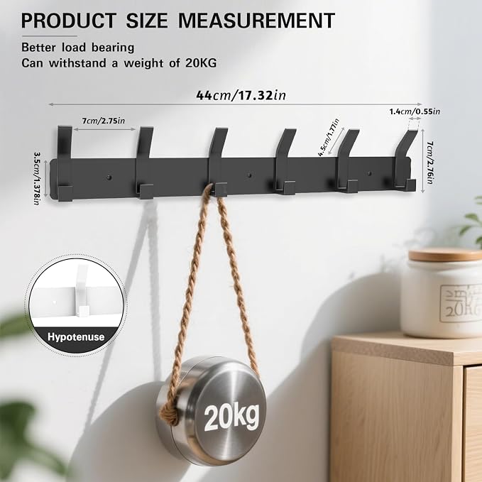 2 Pack Coat Rack Wall Mount, 17.3 in Wall Hooks - Image 2