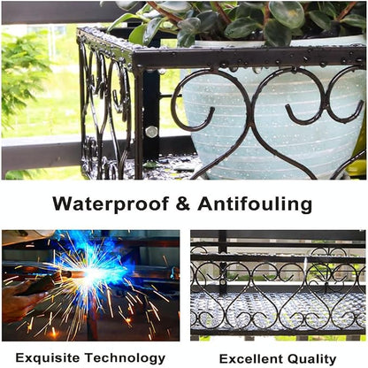 Hanging Railing Planter with Hooks, Iron Hanging Planter Holder, Balcony Plant - Image 2
