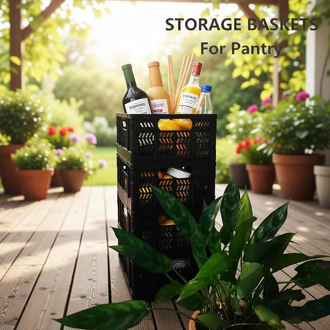 4-Pack 20L Foldable Storage Crates, Heavy Duty Plastic Milk Crates - Image 3